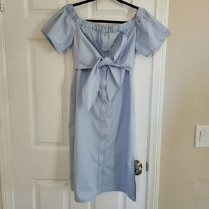 Topshop baby blue off shoulder dress